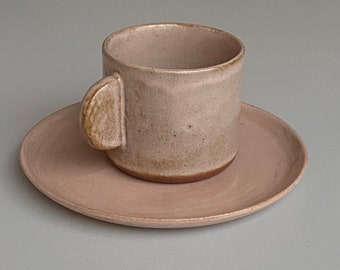 Handgefertigte Espressotasse aus Steingut: Rosenascheglasur, 80 ml