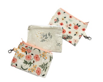 Handmade Floral Coin Purse | Cotton Zipper Pouch