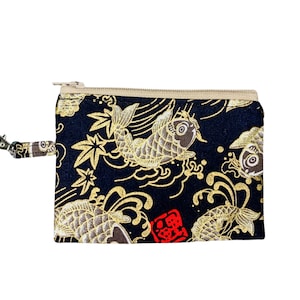 Borsa a gettoni di pesce Koi / stile giapponese, borsa minimale, borsa carina, borsa con cerniera, borsa a gettoni, unisex
