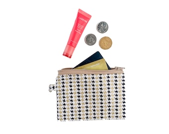 Houndstooth Coin Purse | Handmade Cotton Minimalist Zipper Pouch