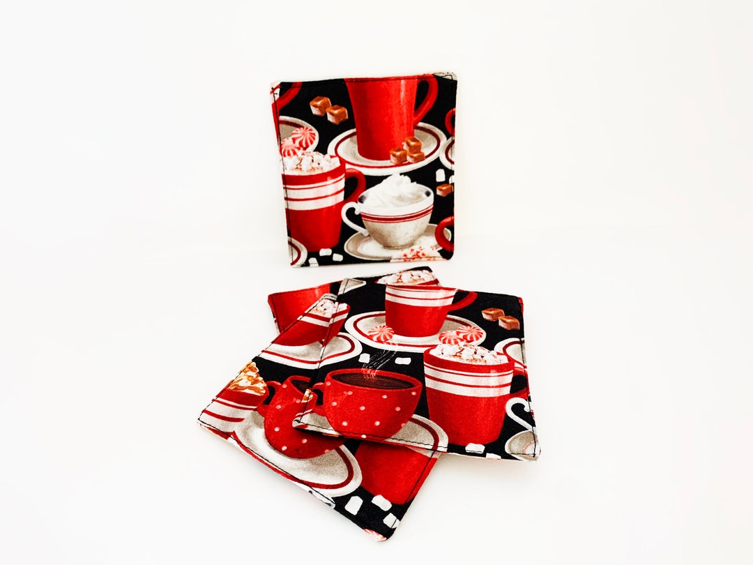 Christmas Themed Coasters Hot Chocolate Homemade Casters Etsy