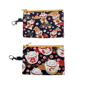 Lucky Cat and Shiba Coin Purse| Cute Coin Purse, Zipper Pouch, Travel Purse, Small Wallet, Kawaii Purse