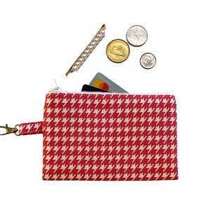 Roze Houndstooth Patroon Munt Portemonnee | Minimale tas, muntzak, ritszakje, sleutelhouder
