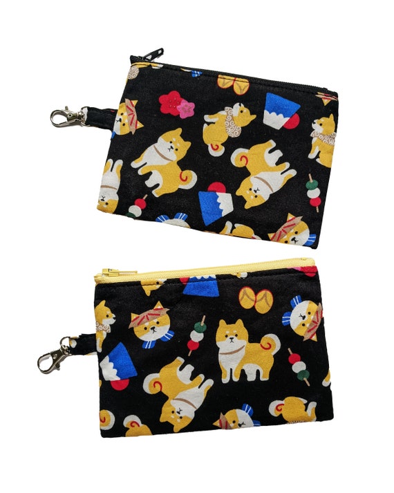 Shiba Inu Coin Purse | Japanese Mount Fuji Cotton Zipper Pouch