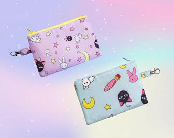 Portmonetka Magical Girl: Kawaii bawełniana saszetka na zamek błyskawiczny