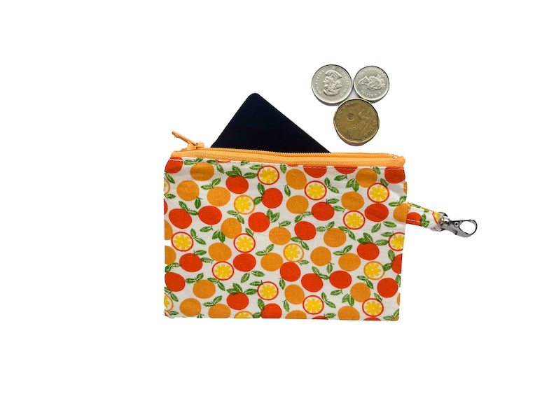 Summer Fruits Cotton Coin Purse | Handmade Zipper Pouch image 5