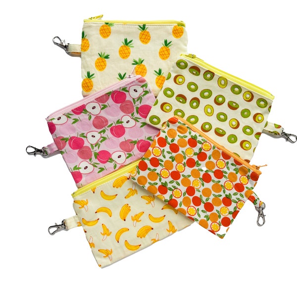 Summer Fruits Coin Purse | fresh fruit design, cute coin purse, zipper pouch, change bag, travel pouch