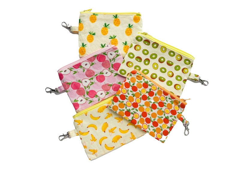 Summer Fruits Cotton Coin Purse | Handmade Zipper Pouch image 1
