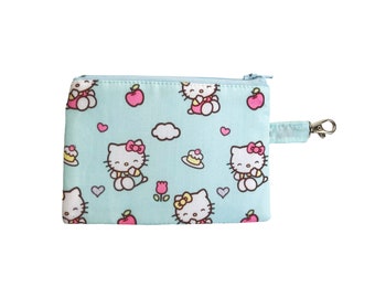 Porte-monnaie chat bleu | Kawaii, pochette de voyage, pochette à fermeture éclair, jolie pochette, sac anime, sac mignon, cadeaux pour elle,