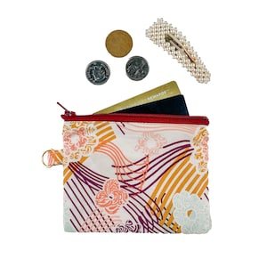 Floal Japanese Print Coin Purse | Cute Pouch, Gift for her, Japanese Purse, Zipper Coin Purse, Cute Gift
