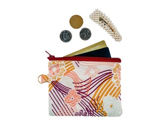 Floral Japanese Print Coin Purse | Handmade Cotton Pouch