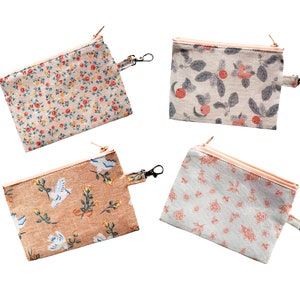 Porte-monnaie floral rose | Fleurs mignonnes, marguerites, pochette à fermeture éclair, petit portefeuille, portefeuille pour femme, portefeuille de voyage