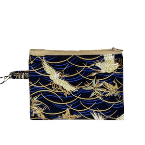 Porte-monnaie grue motif japonais | Porte-monnaie minimaliste, Mignon porte-monnaie, Motif traditionnel, Pochette à fermeture éclair, Petit sac à main
