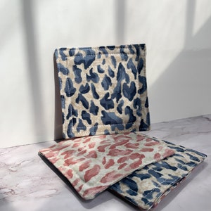 Leopard Print Coaster set / Montaña rusa de tela, set de 4, lindo animal print, regalos hechos a mano, alfombra de taza, montaña rusa de bebidas, posavasos de té