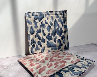 Leopard Print Fabric Coaster Set | Handmade Cotton Mug Rugs