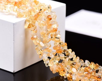 Natural Drilled Citrine Gemstone Chip Beads, Irregular Shaped Beads with Hole for DIY Jewelry - American Seller -
