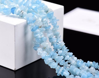 Natural Drilled Aquamarine Gemstone Chip Beads, Irregular Shaped Beads with Hole for DIY Jewelry - American Seller -