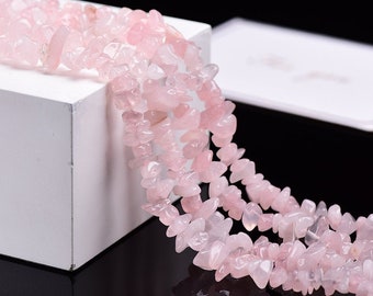 Natural Drilled Rose Quartz Gemstone Chip Beads, Irregular Shaped Beads with Hole for DIY Jewelry - American Seller -