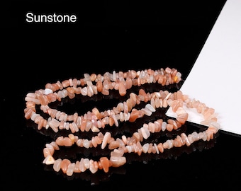 Natural Drilled Sunstone Gemstone Chip Beads, Irregular Shaped Beads with Hole for DIY Jewelry - American Seller -