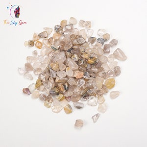 Natural Golden Rutilated Crystal Chips Bags - Ongeribbelde Golden Rutilated Gemstone Chips