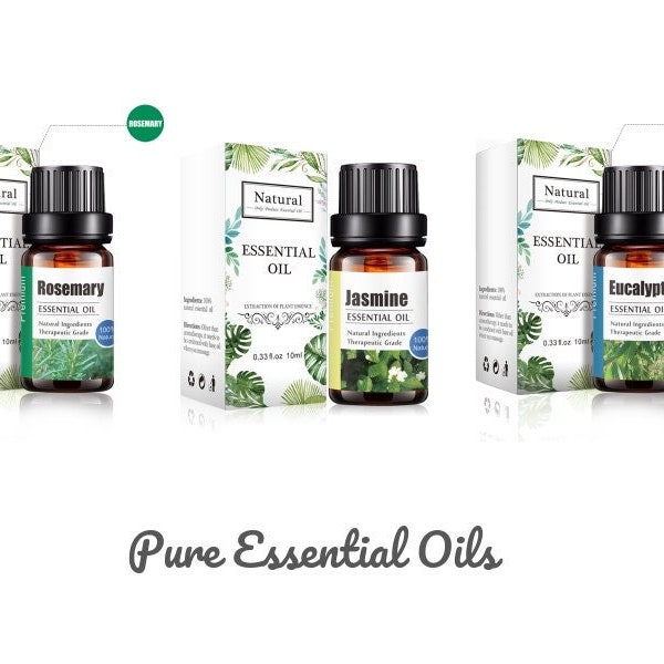 Pure Essential Oil - 10ml Aromatherapy Essential Oils - Diffuser Scents - Frankincense, Eucalyptus, Peppermint, Patchouli