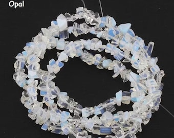 Natural Drilled Opalite Gemstone Chip Beads, Irregular Shaped Beads with Hole for DIY Jewelry - American Seller -