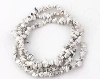 Natural Drilled Howlite Gemstone Chip Beads, Irregular Shaped Beads with Hole for DIY Jewelry - American Seller -