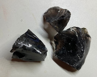 Trozos de cristal de obsidiana negra áspera natural, piedras preciosas naturales crudas, cristal curativo crudo - Vendedor estadounidense -