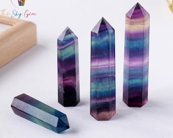 Rainbow Fluorite Crystal Point - Rainbow Fluorite Crystal Tower - Crystal Obelisk - Healing Wand