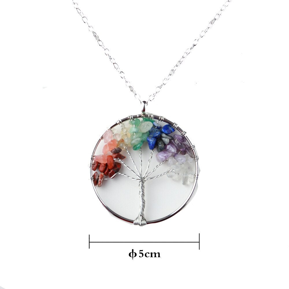 Ciondolo In Ossidiana Albero Della Vita, Collana In Pietra Avvolta In Filo, Gioielli Magici In Ossidiana, Ciondolo In Ossidiana, Collana Chakra Di Base - Italia - Foto 10