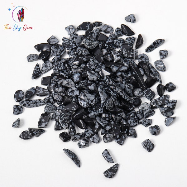 Natural Snowflake Obsidian Crystal Chips Bags - Undrilled Snowflake Obsidian Gemstone Chips