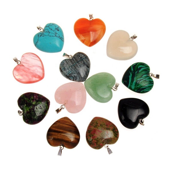 Heart Shaped Crystal Pendant - Crystal Pendant Stone - Crystal Heart Shaped Necklace - Gemstone Necklace