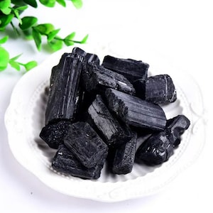 Natural Black Tourmaline Raw Crystal Chunks, Rough Natural Gemstones , Raw Healing Crystal
