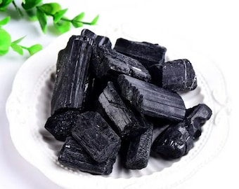 Trozos de cristal crudo de turmalina negra natural, piedras preciosas naturales ásperas, cristal curativo crudo