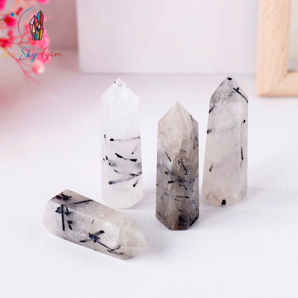 Black Rutilated Quartz Crystal Point - Black Rutilated Quartz Crystal Tower - Crystal Obelisk - Healing Wand