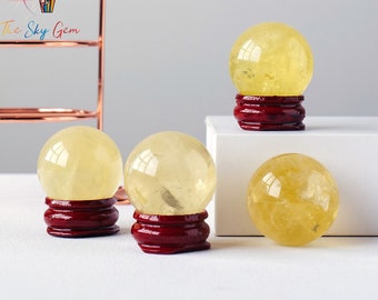 Natural Citrine Sphere - Citrine Ball - Undrilled Citrine Crystal Ball - Citrine Healing Crystal