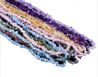 Natural Drilled Gemstone Chip Beads, Irregular Shaped Beads with Hole for DIY Jewelry - American Seller -