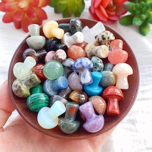 Crystal Mini Mushrooms - Natural Hand Carved Mini Mushrooms - Gemstone Mini Mushrooms