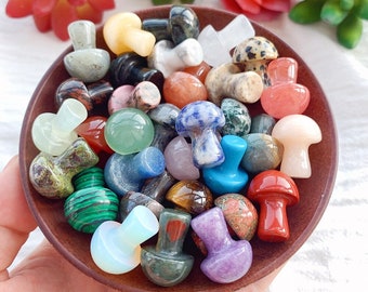 Crystal Mini Mushrooms - Natural Hand Carved Mini Mushrooms - Gemstone Mini Mushrooms