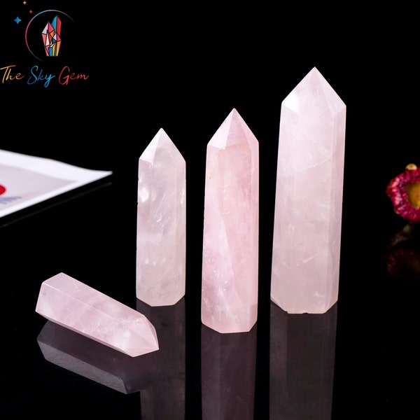 Rose Quartz Crystal Point - Rose Quartz Crystal Tower - Crystal Obelisk - Healing Wand