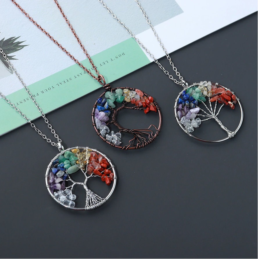 Collana Con Ciondolo Chakra Albero Della Vita 7 Gioielli Con Filo Di - Foto 8