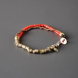 Fireup Unisex Bracelet, Handmade Jewelry Design, Coral , Bronze