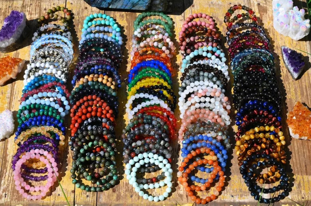Natural Gemstone Beads Bracelets, Stretchy Bracelet, 8mm Healing ...