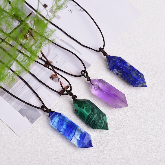 Crystal Point Necklace Crystal Pendant Crystal Necklace Gemstone Necklace Natural Hexagonal Pendant Etsy Australia