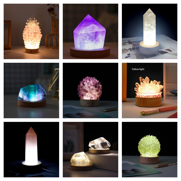 Crystal Lamps - Gemstone Desk Lamps - Table Lamps - USB Powered Night Light