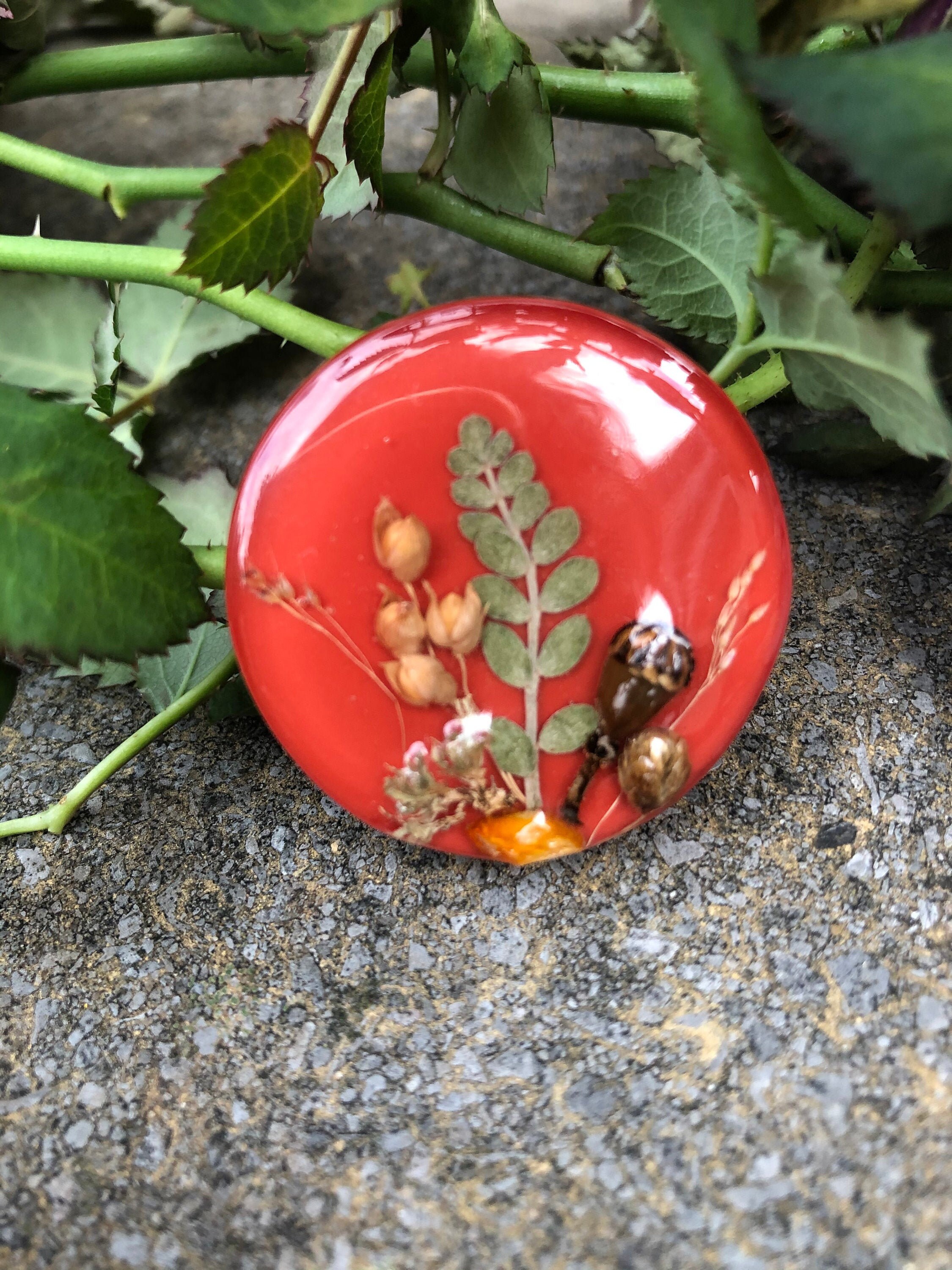 Pressed Flower Resin Brooch Dried Flowers Real Flower Etsy