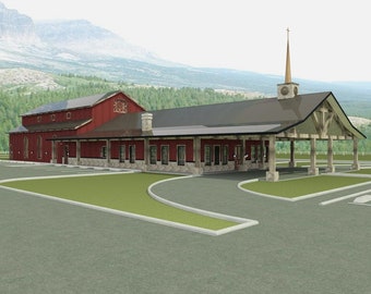 CHR-102-CHURCH PLAN-6,128 sqft. 1 story, barn style