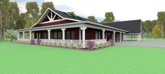 Brn08b House Floor Plan 2908 Sqft 4 Bedroom3 Bath 1 Story Etsy