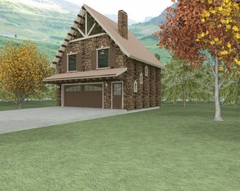 GAAP 229-house floor plan-463 sqft-1 bedroom, 1 bath, 2 story, Cottage Garage Apartment