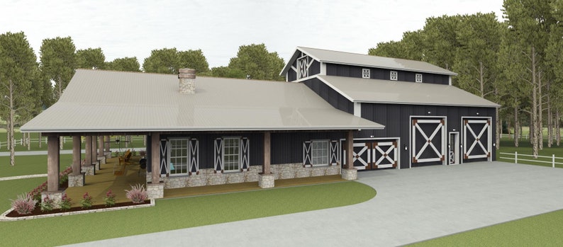 Brn07c-house floor plan-1,975 sqft-4 bedroom,3 bath, 1 story,barn style barndominium image 3